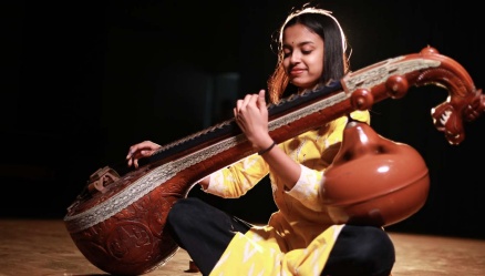 Student performing music