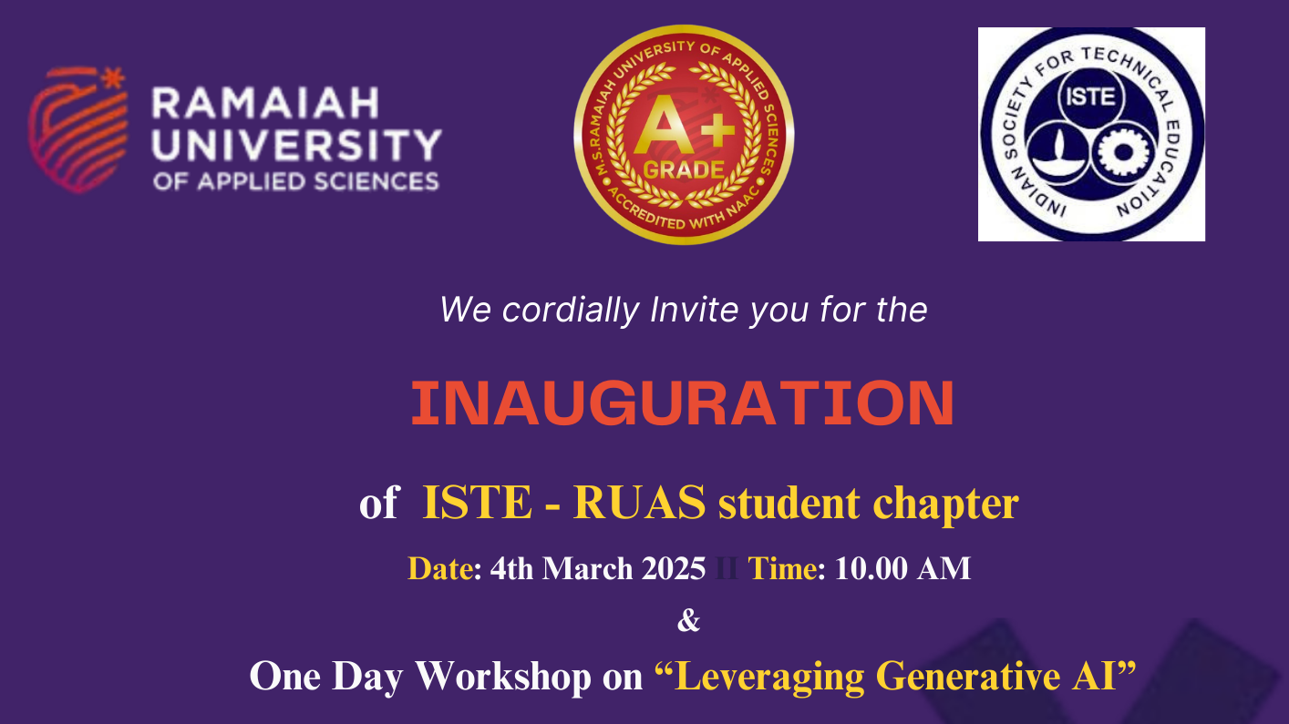 Inauguration ceremony of the ISTE - RUAS Student Chapter & One Day Workshop on “Leveraging Generative AI”