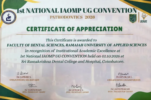 RUAS Dental Students and Faculty Triumph at 1st National IAOMP UG Convention 2026