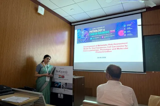 Dr. Sowmya SV Wins Best Oral Presentation Award at 4th World Congress on Pathology & Cancer Diagnosis 2026