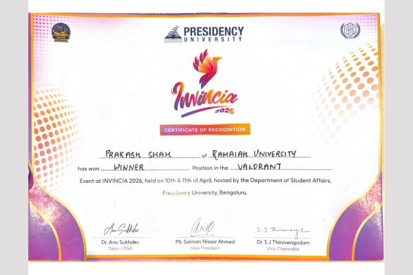 Mr. Prakash Shah Secures First Position at Invincia 2026